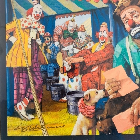 Vintage Emmett Kelly The Letter lithograph Leighton-Jones gold framed - Picture 2 of 5